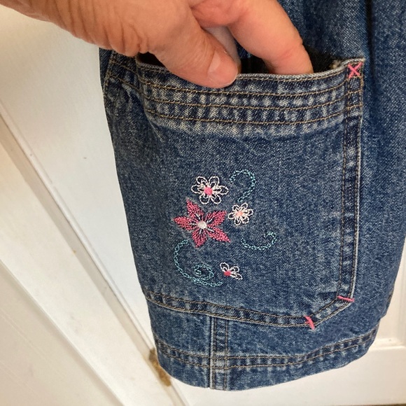 Disney Denim Short Overalls with Mickey & Floral Embroidery - Picture 6 of 14